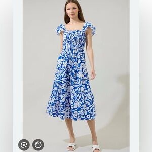 Sugarlips Blue and White Floral Maxi Dress